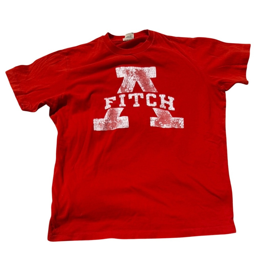 Vintage A&F Men's Y2K XL "Fitch"‎ Burnt Orange Graphic Crew Neck Muscle Tee
